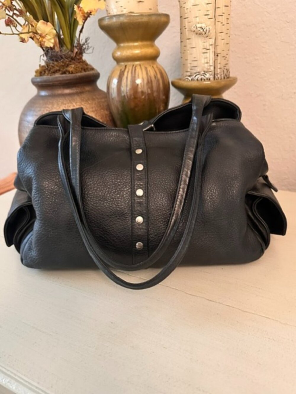 Botkier "Biker Bag" Black Leather with Chrome-EUC - Picture 3 of 14
